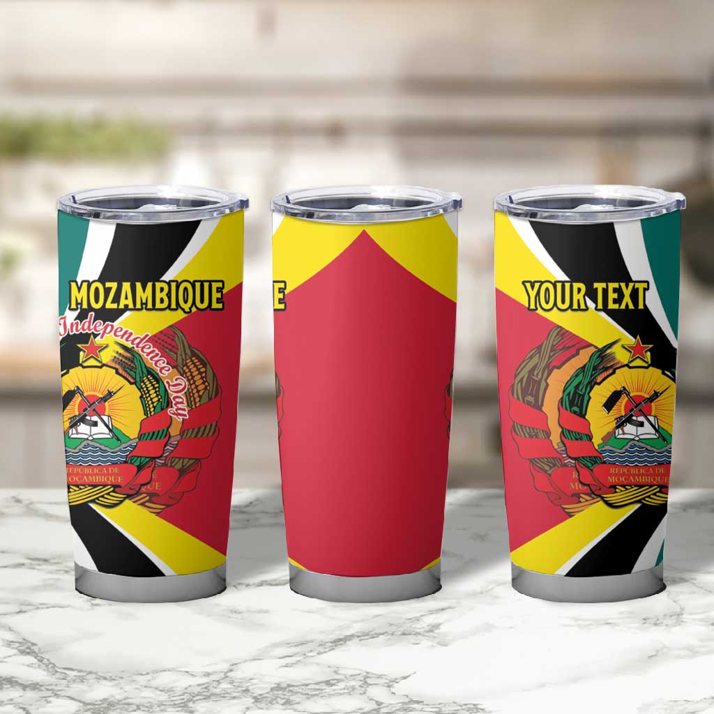 Personalized Mozambique Independence Day Tumbler Cup Coat Of Arms - Flag Style