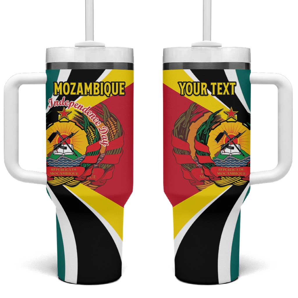 Personalized Mozambique Independence Day Tumbler With Handle Coat Of Arms - Flag Style