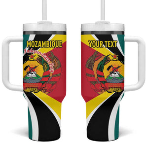 Personalized Mozambique Independence Day Tumbler With Handle Coat Of Arms - Flag Style