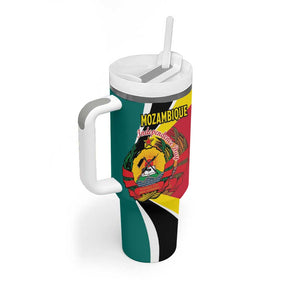 Personalized Mozambique Independence Day Tumbler With Handle Coat Of Arms - Flag Style
