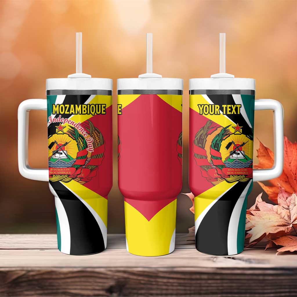 Personalized Mozambique Independence Day Tumbler With Handle Coat Of Arms - Flag Style