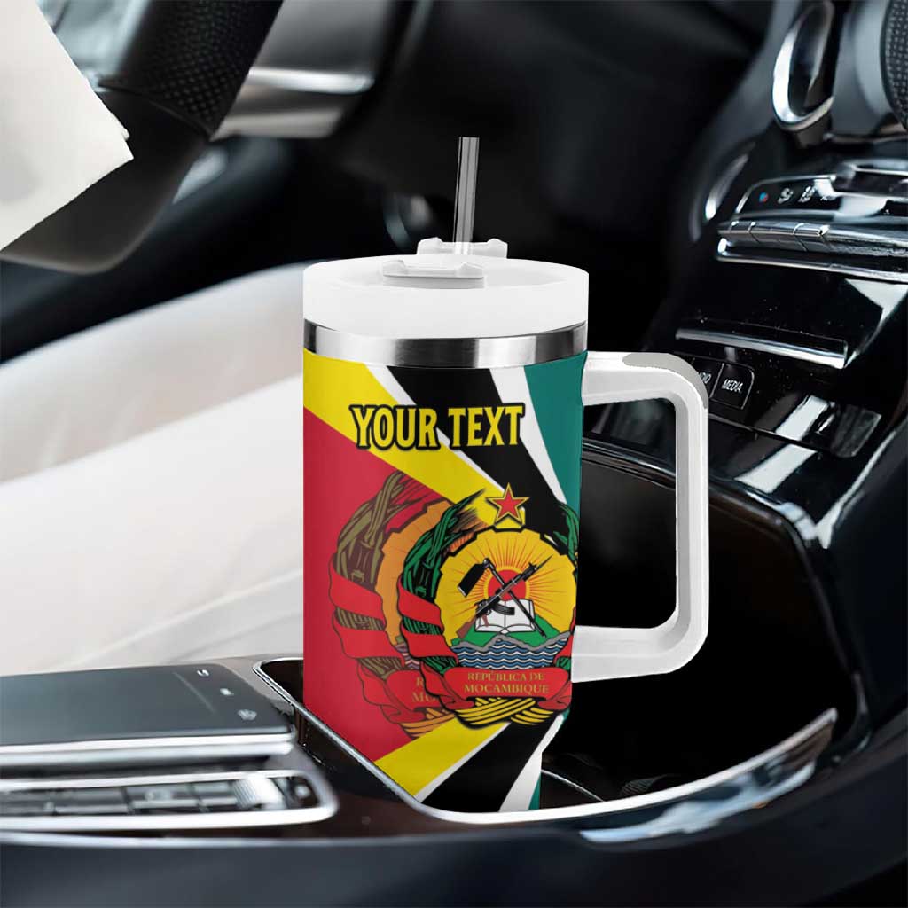 Personalized Mozambique Independence Day Tumbler With Handle Coat Of Arms - Flag Style
