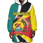Personalized Mozambique Independence Day Wearable Blanket Hoodie Coat Of Arms - Flag Style