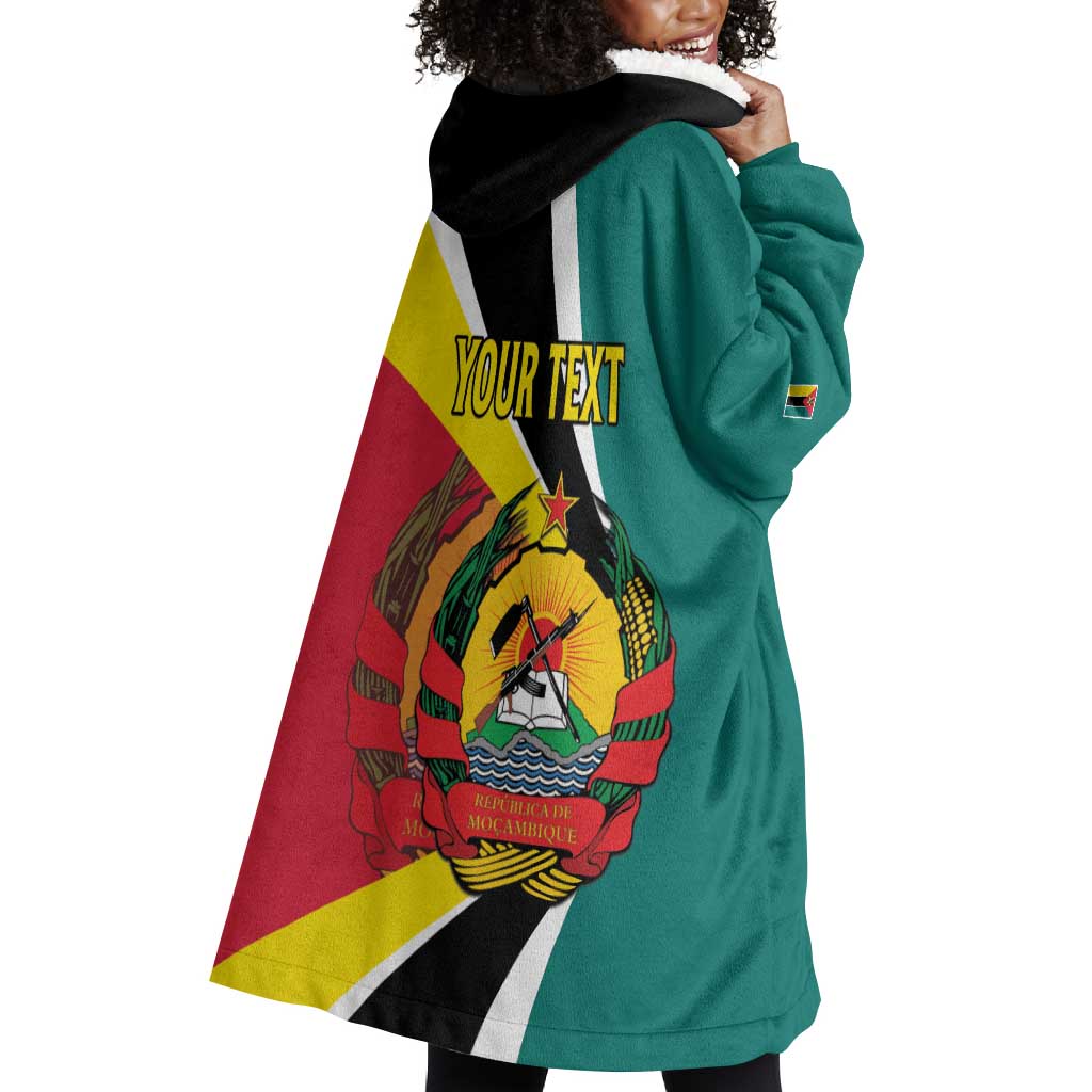 Personalized Mozambique Independence Day Wearable Blanket Hoodie Coat Of Arms - Flag Style