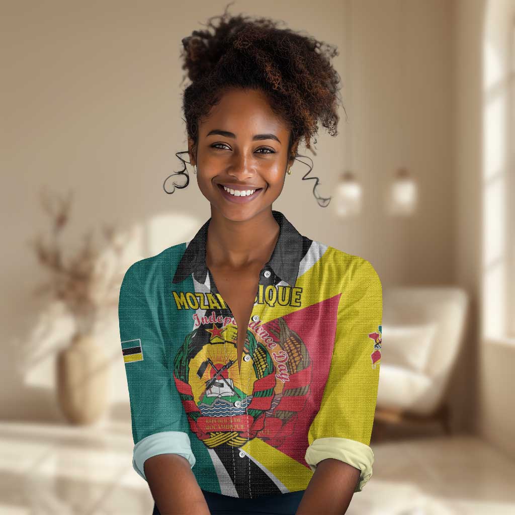 Personalized Mozambique Independence Day Women Casual Shirt Coat Of Arms - Flag Style