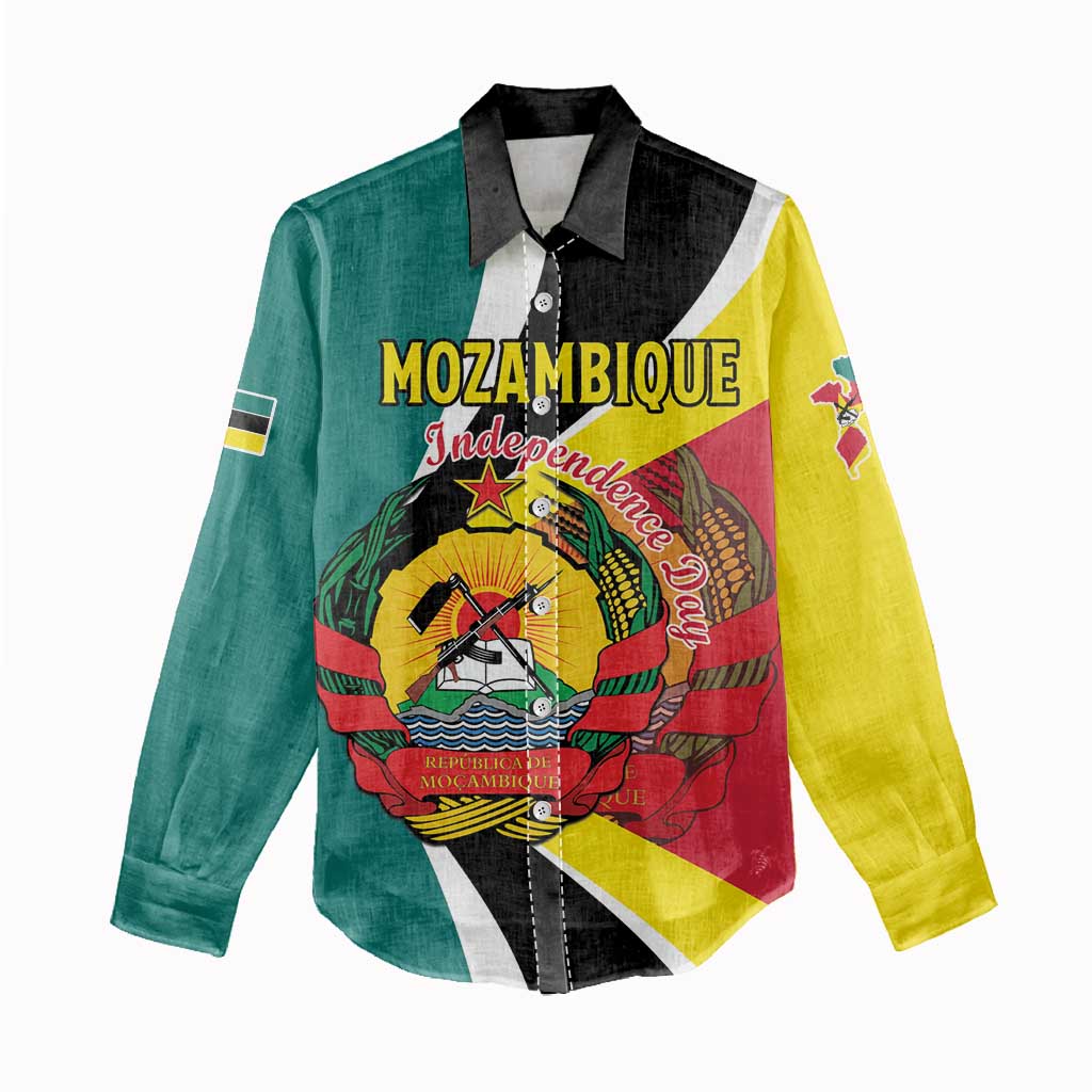 Personalized Mozambique Independence Day Women Casual Shirt Coat Of Arms - Flag Style