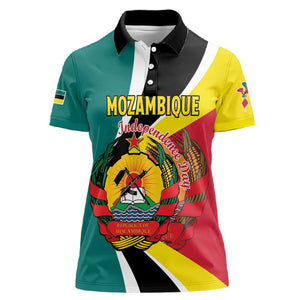 Personalized Mozambique Independence Day Women Polo Shirt Coat Of Arms - Flag Style