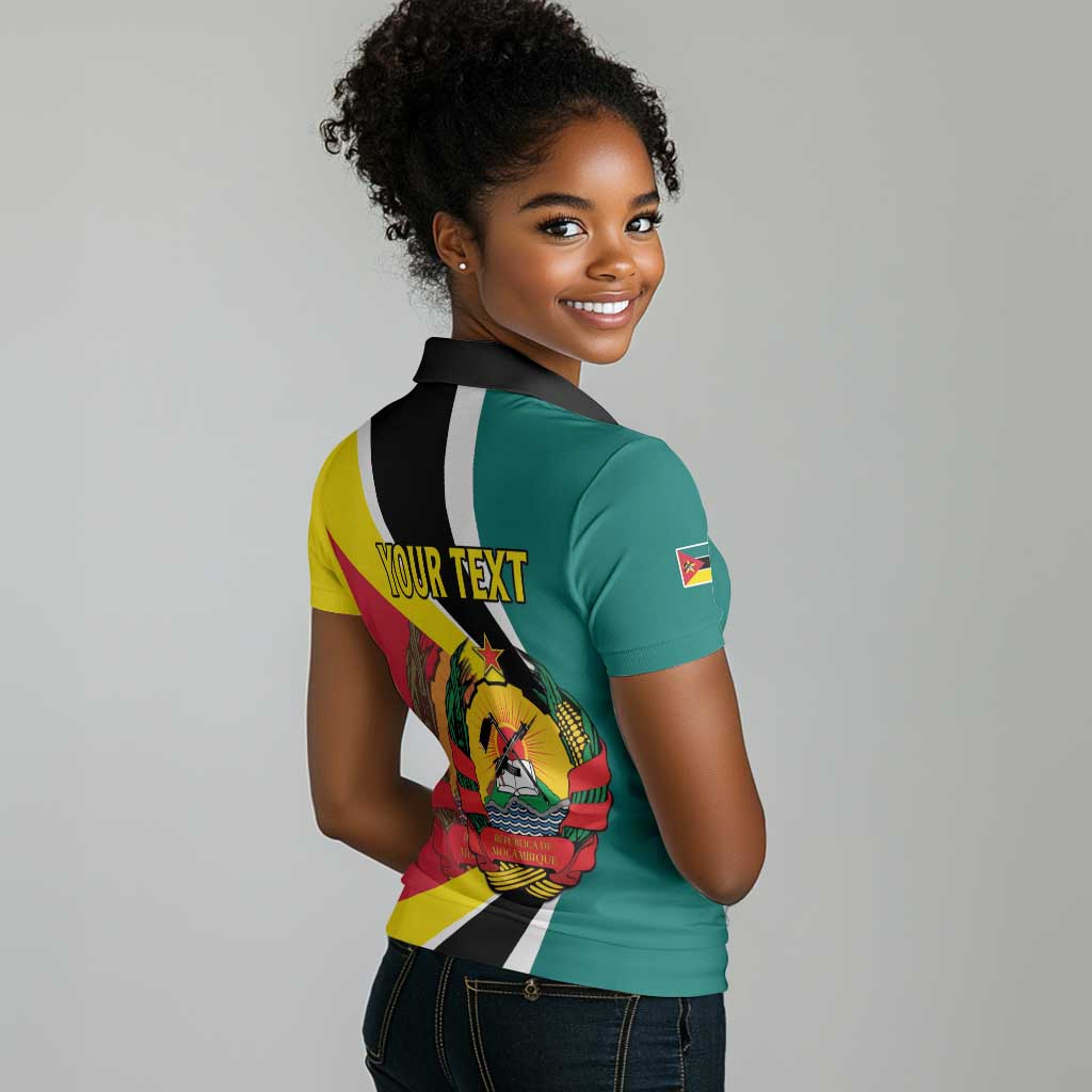 Personalized Mozambique Independence Day Women Polo Shirt Coat Of Arms - Flag Style