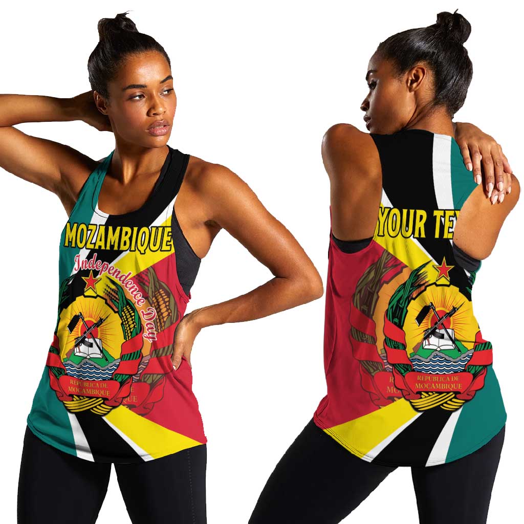 Personalized Mozambique Independence Day Women Racerback Tank Coat Of Arms - Flag Style