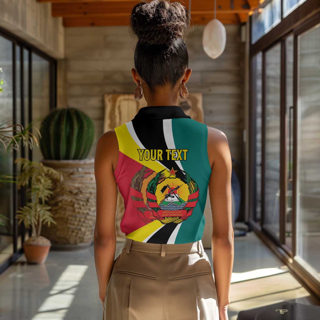 Personalized Mozambique Independence Day Women Sleeveless Polo Shirt Coat Of Arms - Flag Style