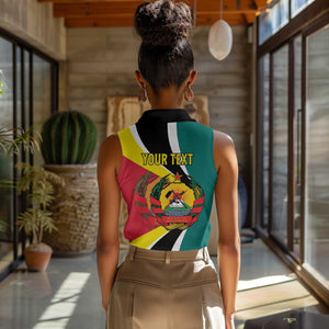 Personalized Mozambique Independence Day Women Sleeveless Polo Shirt Coat Of Arms - Flag Style