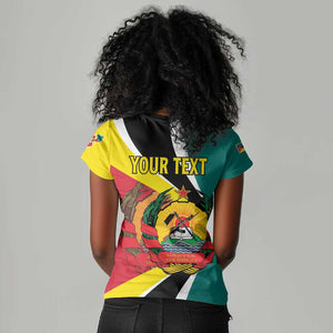 Personalized Mozambique Independence Day Women V-Neck T-Shirt Coat Of Arms - Flag Style