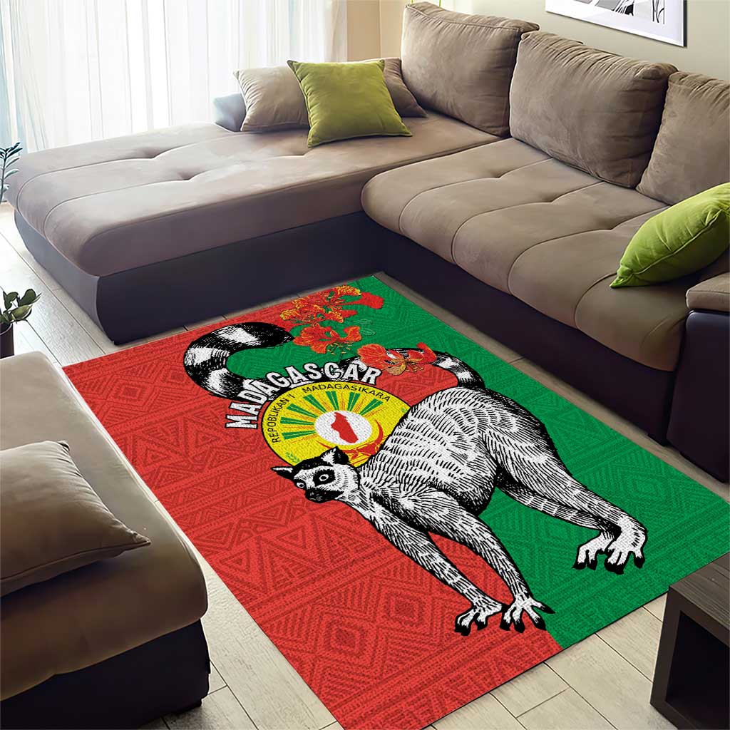 Happy Madagasikara Independence Day Area Rug Ring-Tailed Lemur With Seal