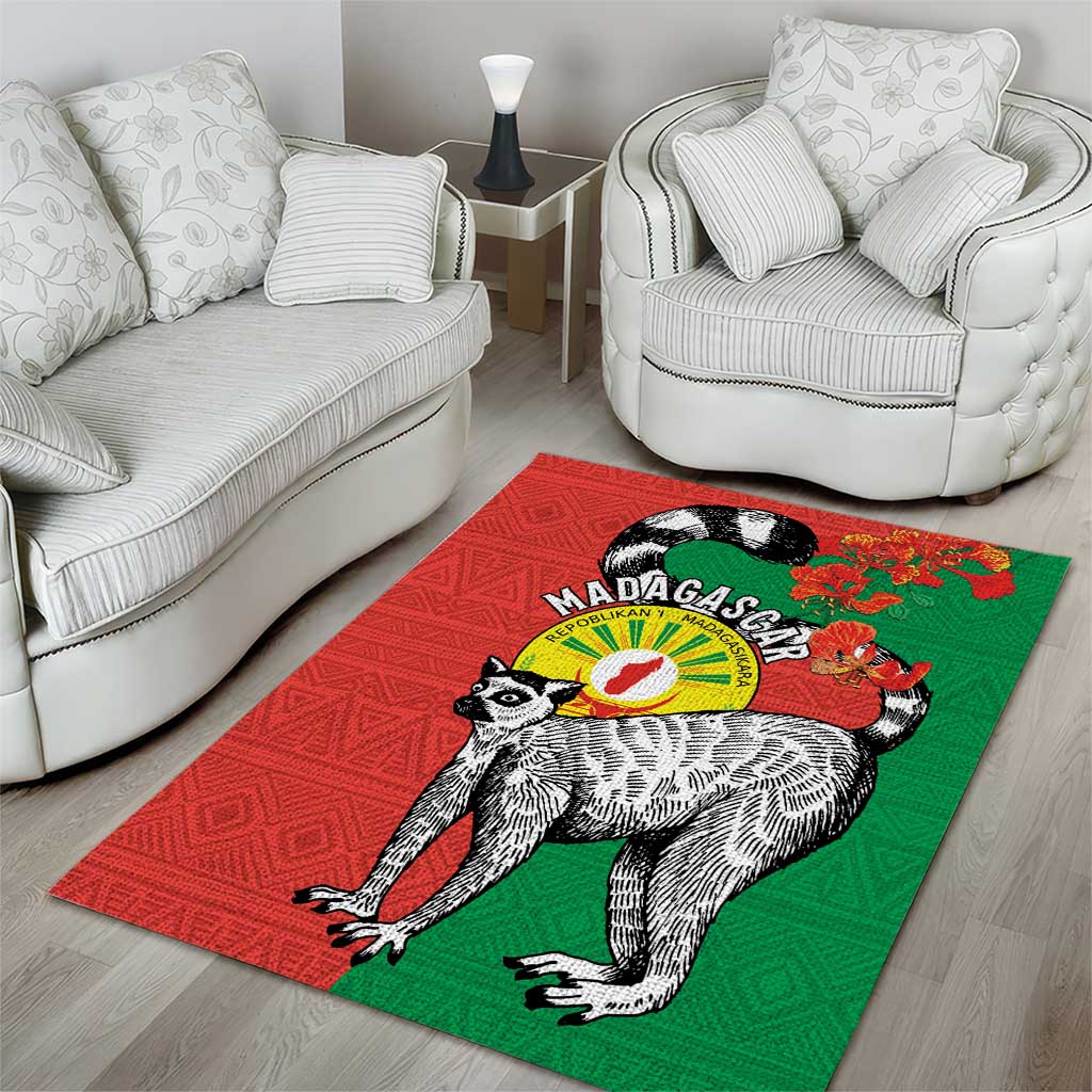 Happy Madagasikara Independence Day Area Rug Ring-Tailed Lemur With Seal
