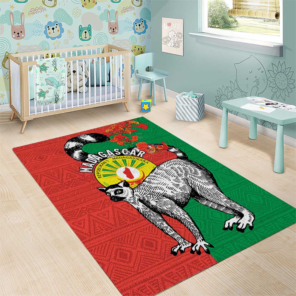 Happy Madagasikara Independence Day Area Rug Ring-Tailed Lemur With Seal