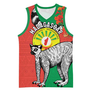 Happy Madagasikara Independence Day Basketball Jersey Ring-Tailed Lemur With Seal - African Pride