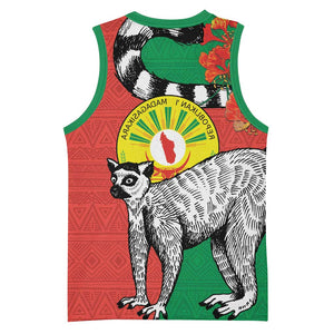 Happy Madagasikara Independence Day Basketball Jersey Ring-Tailed Lemur With Seal - African Pride