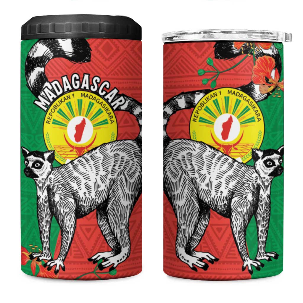 Happy Madagasikara Independence Day 4 in 1 Can Cooler Tumbler Ring-Tailed Lemur With Seal