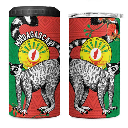 Happy Madagasikara Independence Day 4 in 1 Can Cooler Tumbler Ring-Tailed Lemur With Seal