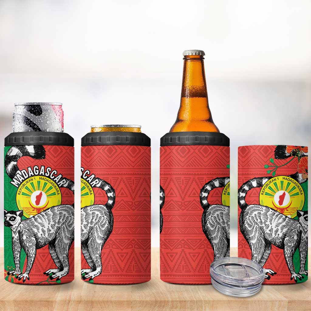 Happy Madagasikara Independence Day 4 in 1 Can Cooler Tumbler Ring-Tailed Lemur With Seal