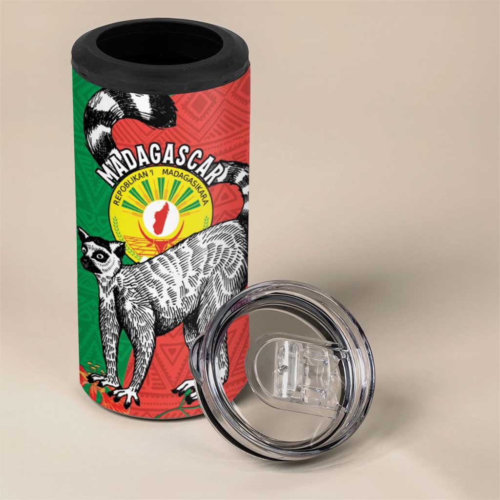 Happy Madagasikara Independence Day 4 in 1 Can Cooler Tumbler Ring-Tailed Lemur With Seal