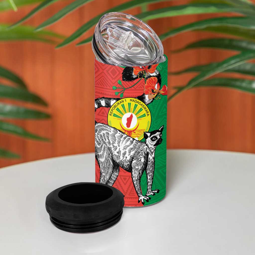 Happy Madagasikara Independence Day 4 in 1 Can Cooler Tumbler Ring-Tailed Lemur With Seal