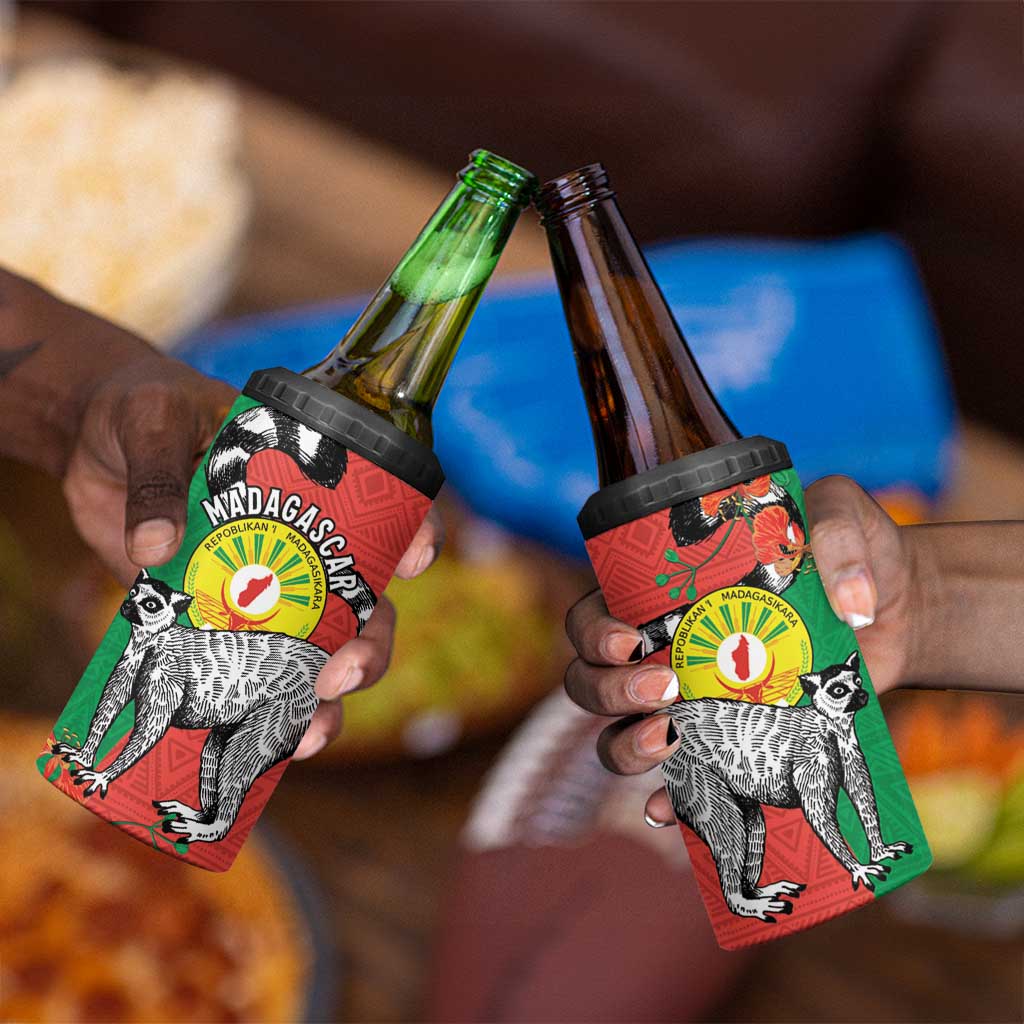 Happy Madagasikara Independence Day 4 in 1 Can Cooler Tumbler Ring-Tailed Lemur With Seal