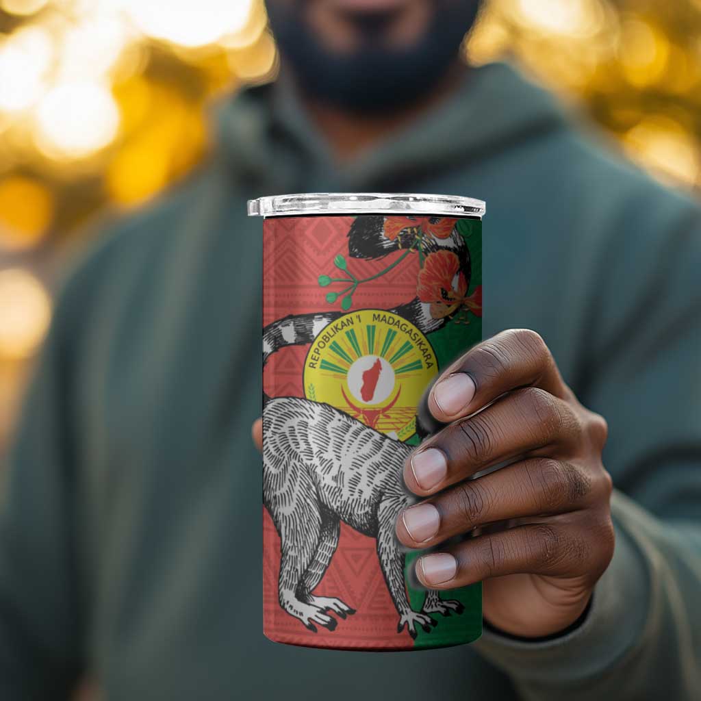 Happy Madagasikara Independence Day 4 in 1 Can Cooler Tumbler Ring-Tailed Lemur With Seal