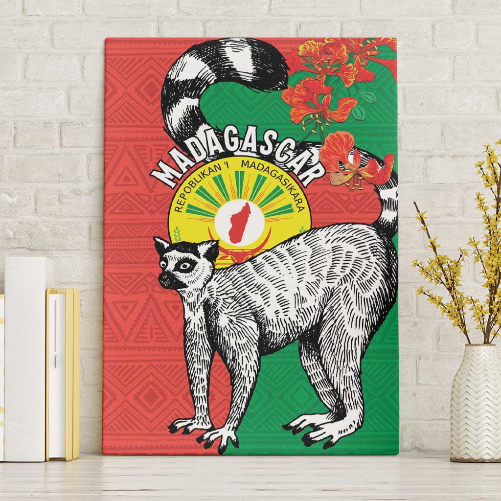 Happy Madagasikara Independence Day Canvas Wall Art Ring-Tailed Lemur With Seal