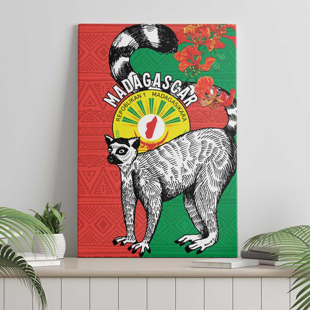 Happy Madagasikara Independence Day Canvas Wall Art Ring-Tailed Lemur With Seal