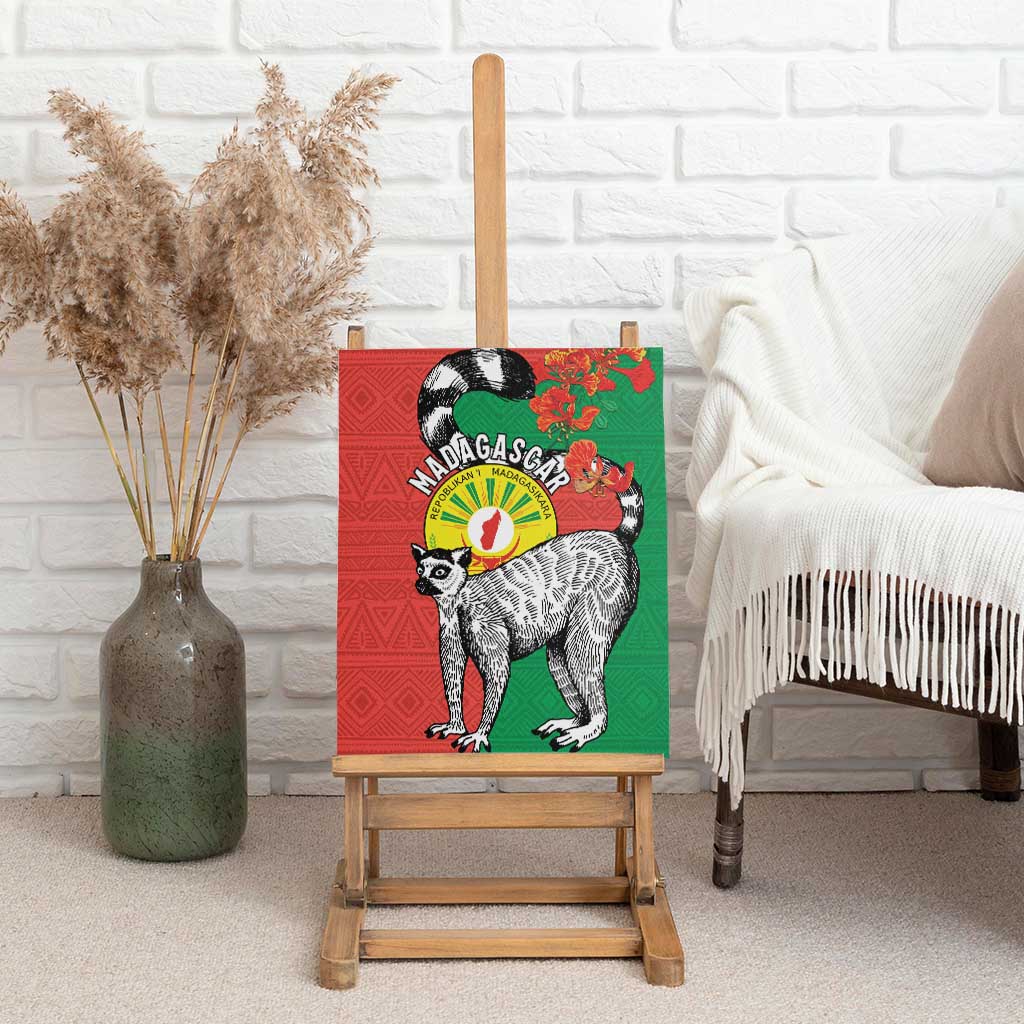 Happy Madagasikara Independence Day Canvas Wall Art Ring-Tailed Lemur With Seal