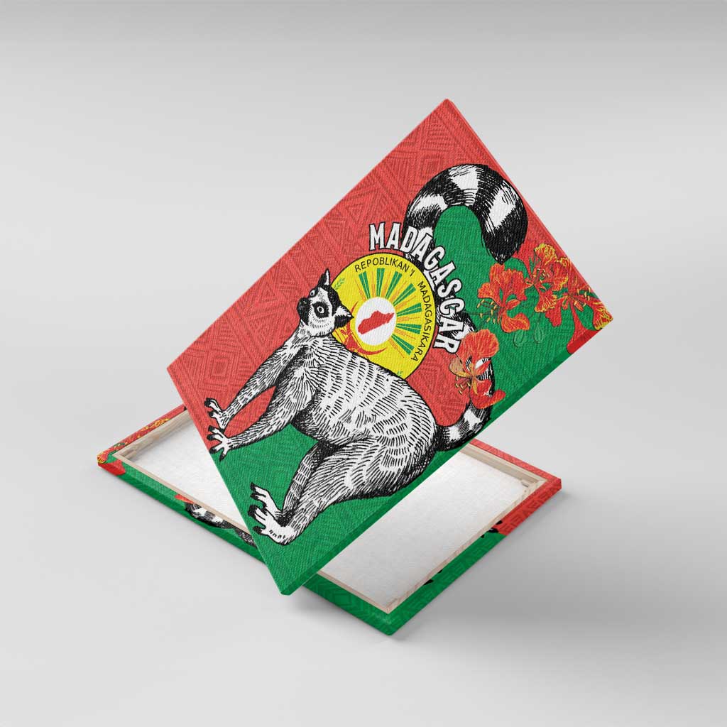 Happy Madagasikara Independence Day Canvas Wall Art Ring-Tailed Lemur With Seal