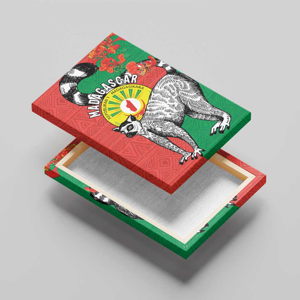 Happy Madagasikara Independence Day Canvas Wall Art Ring-Tailed Lemur With Seal