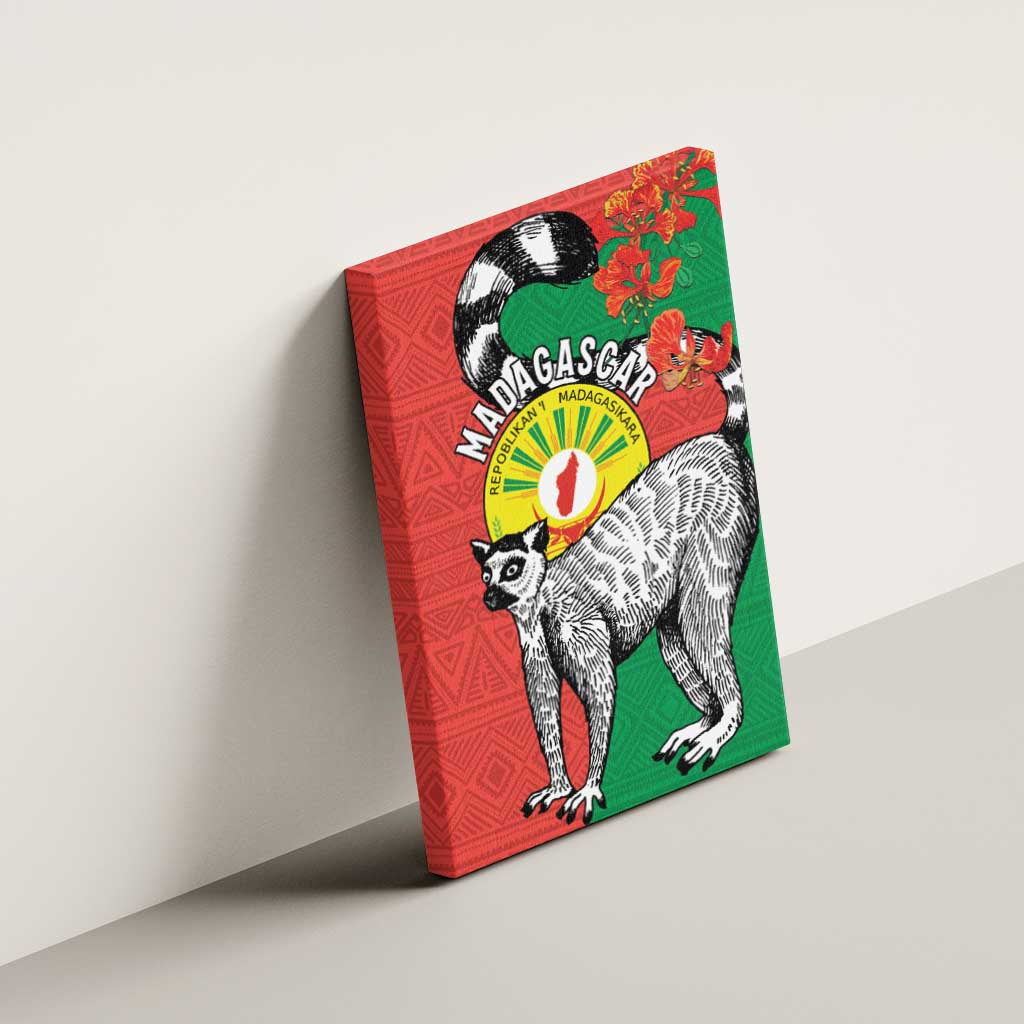 Happy Madagasikara Independence Day Canvas Wall Art Ring-Tailed Lemur With Seal