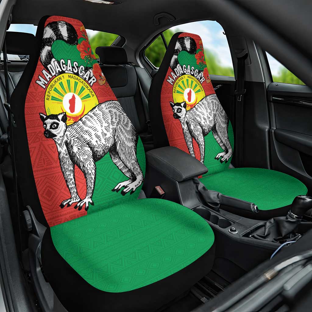 Happy Madagasikara Independence Day Car Seat Cover Ring-Tailed Lemur With Seal