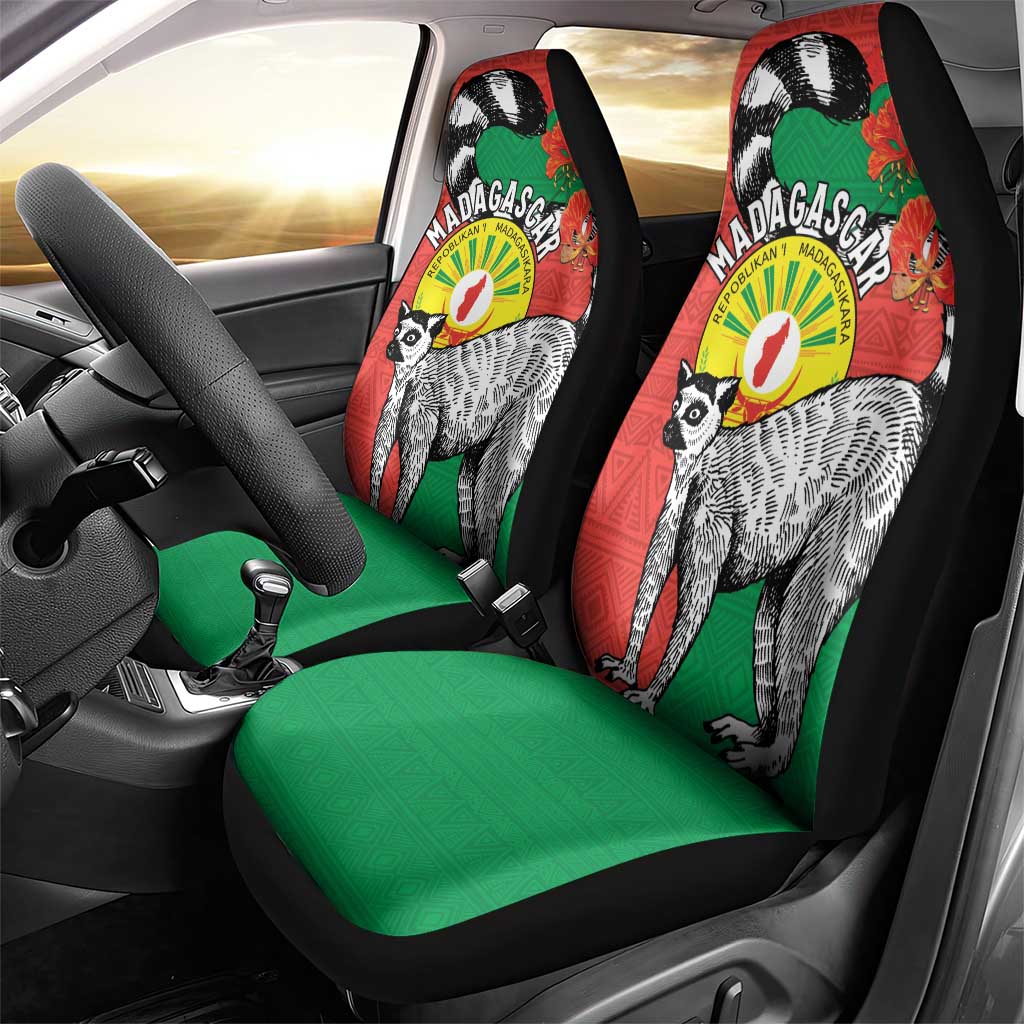 Happy Madagasikara Independence Day Car Seat Cover Ring-Tailed Lemur With Seal