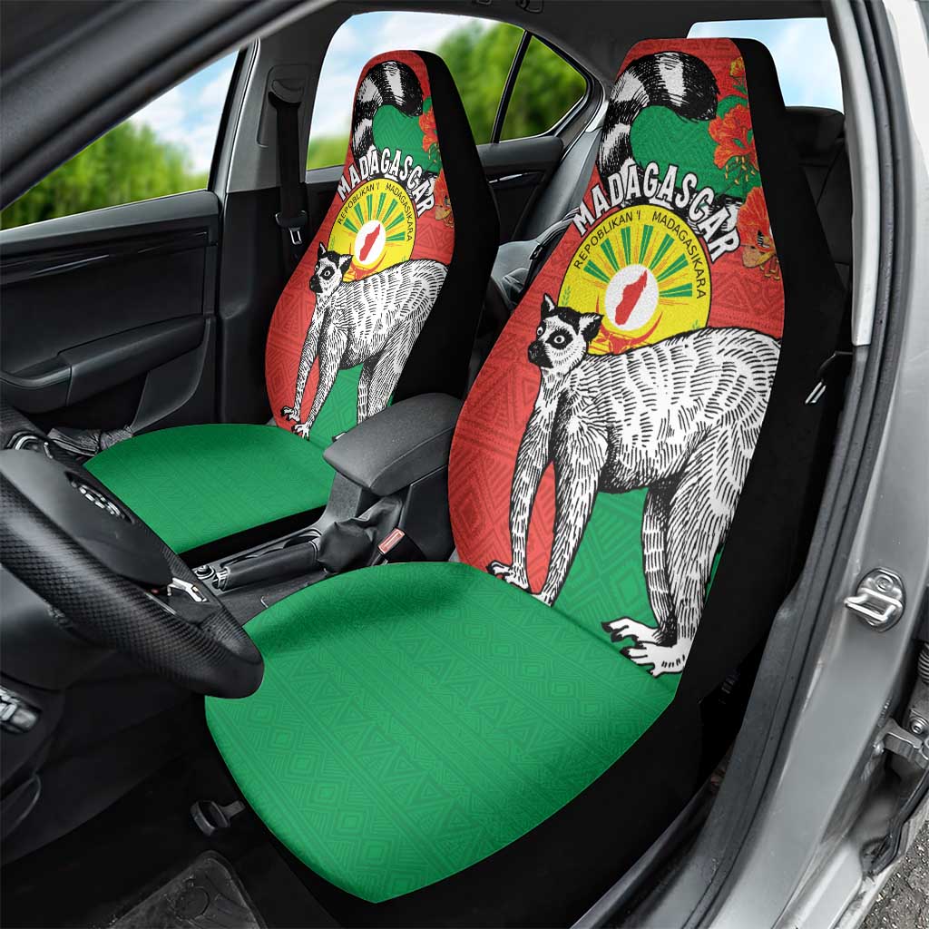 Happy Madagasikara Independence Day Car Seat Cover Ring-Tailed Lemur With Seal