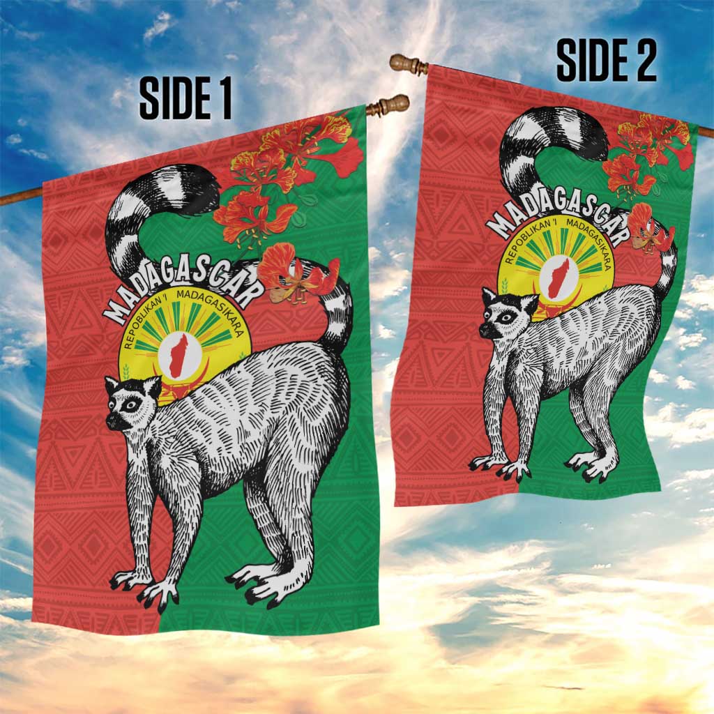Happy Madagasikara Independence Day Garden Flag Ring-Tailed Lemur With Seal