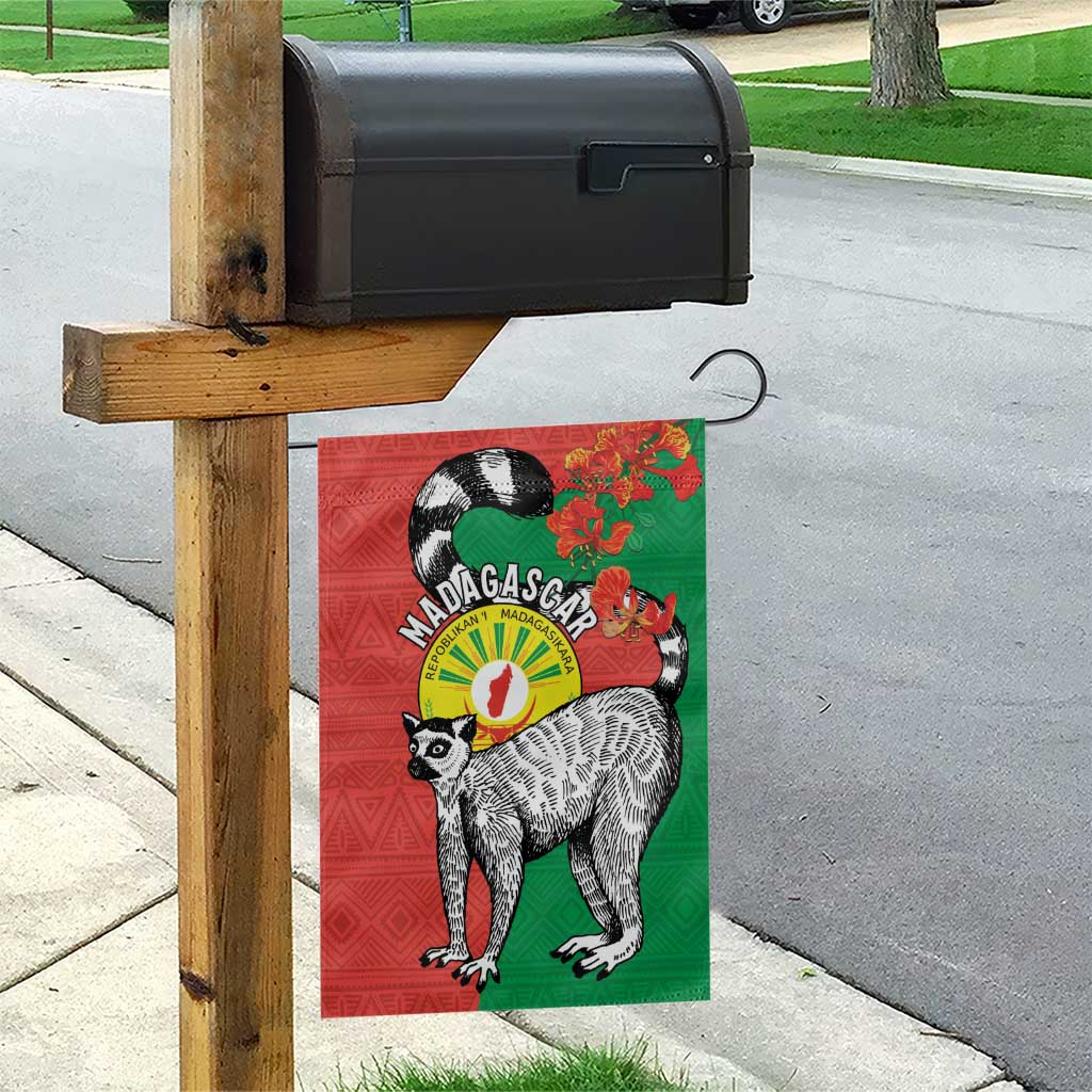 Happy Madagasikara Independence Day Garden Flag Ring-Tailed Lemur With Seal