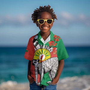 Happy Madagasikara Independence Day Kid Hawaiian Shirt Ring-Tailed Lemur With Seal