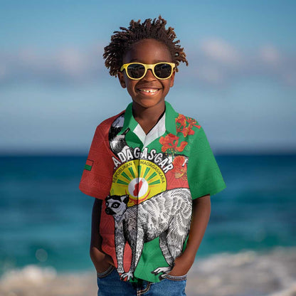 Happy Madagasikara Independence Day Kid Hawaiian Shirt Ring-Tailed Lemur With Seal