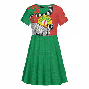 Happy Madagasikara Independence Day Kid Short Sleeve Dress Ring-Tailed Lemur With Seal