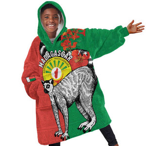 Happy Madagasikara Independence Day Kid Wearable Blanket Hoodie Ring-Tailed Lemur With Seal