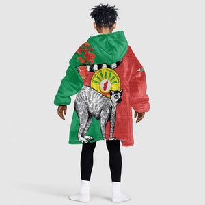 Happy Madagasikara Independence Day Kid Wearable Blanket Hoodie Ring-Tailed Lemur With Seal