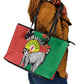 Happy Madagasikara Independence Day Leather Tote Bag Ring-Tailed Lemur With Seal