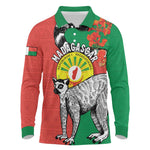 Happy Madagasikara Independence Day Long Sleeve Polo Shirt Ring-Tailed Lemur With Seal