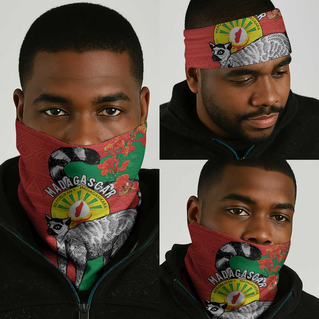 Happy Madagasikara Independence Day Neck Gaiter Ring-Tailed Lemur Seal LT15