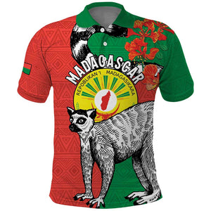 Happy Madagasikara Independence Day Polo Shirt Ring-Tailed Lemur With Seal