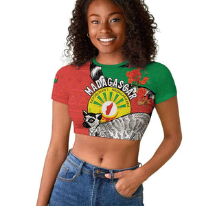 Happy Madagasikara Independence Day Raglan Cropped T shirt Ring-Tailed Lemur With Seal