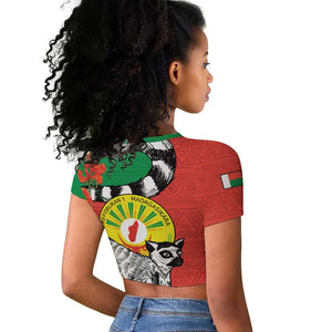 Happy Madagasikara Independence Day Raglan Cropped T shirt Ring-Tailed Lemur With Seal